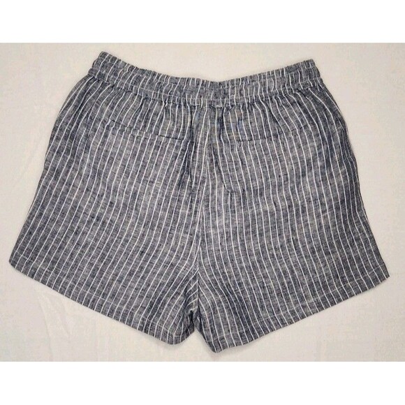 Quince Linen Shorts French Cut Drawstring Small Chambrey Striped New - Picture 4 of 10